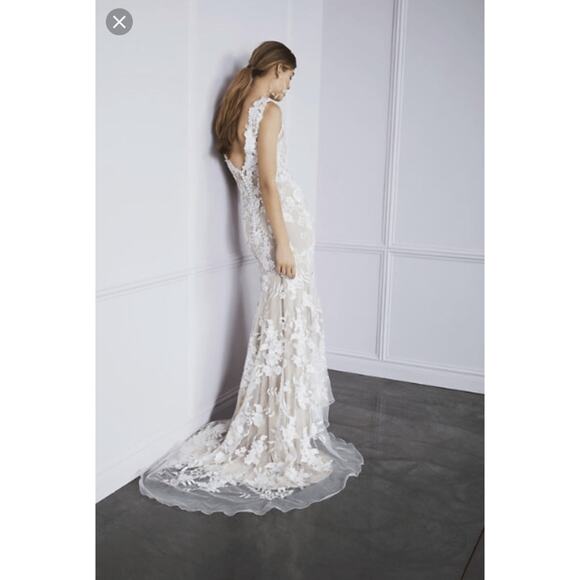 BHLDN Anthropologie Liesel Gown Lace Reversible Ivory/Nude Lining US 14 NWT - Picture 7 of 12